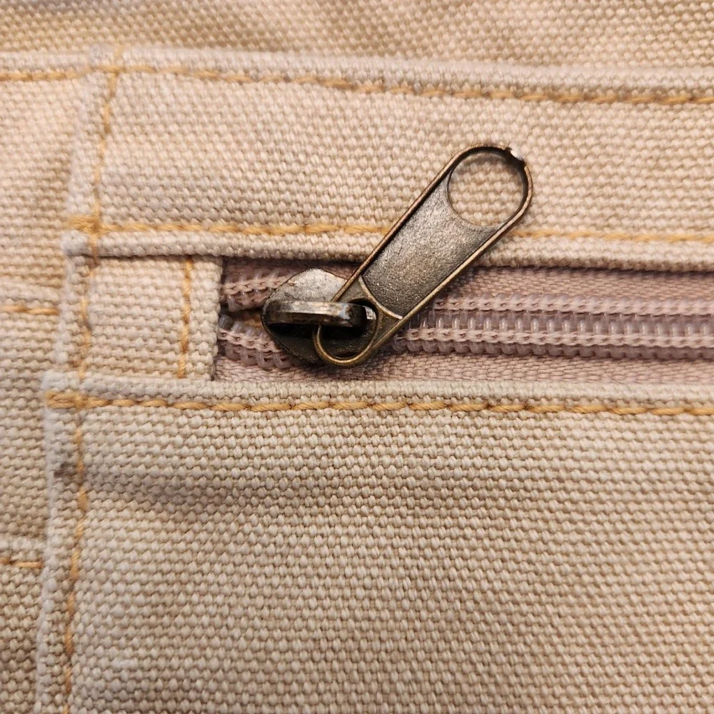 Vtg Y2K LEVI STRAUSS Khaki Beige Canvas Corduroy Messenger Book Bag Satchel